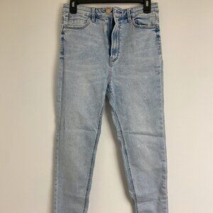 Light Wash Jeans High Waist Size 8 Stradivarius Brand Straight Cut